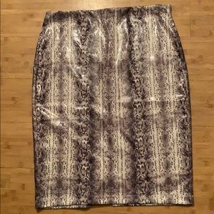 Faux snakeskin pencil skirt